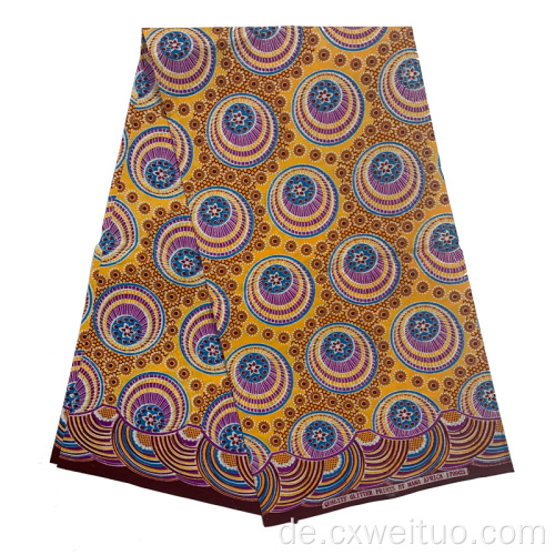 100% Polyester Gold bedruckte afrikanische Stoffe